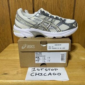 ASICS Gel 1130 Cream Pure Silver Athleisure 1202A164-107 Womens 7 IN HAND NEW
